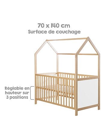ROBA Lettino casetta evolutivo 70×140 – convertibile – altezza regolabile – naturale/bianco