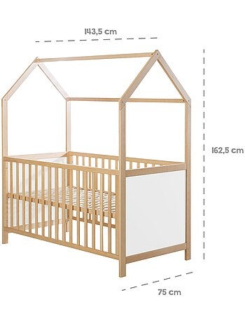 ROBA Lettino casetta evolutivo 70×140 – convertibile – altezza regolabile – naturale/bianco