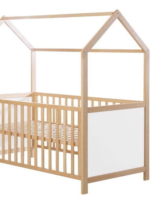 ROBA Lettino casetta evolutivo 70×140 – convertibile – altezza regolabile – naturale/bianco - Kiabi