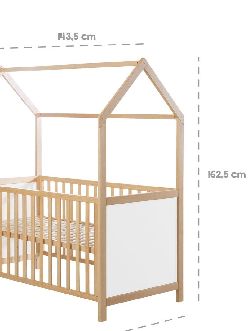 ROBA Lettino casetta evolutivo 70×140 – convertibile – altezza regolabile – naturale/bianco Bianco Marrone - Kiabi