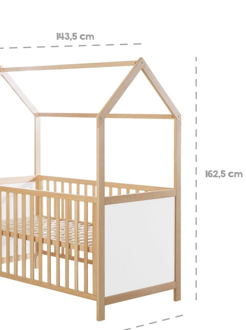 ROBA Lettino casetta evolutivo 70×140 – convertibile – altezza regolabile – naturale/bianco - Kiabi
