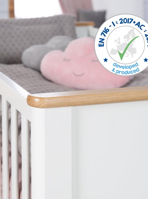 ROBA Lettino evolutivo Ava 70×140 – altezza regolabile – da 0 a 7 anni – bianco / rovere artigianale - Kiabi