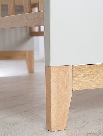 ROBA Lettino evolutivo "Caro" 70×140 – altezza regolabile – grigio chiaro / decor legno