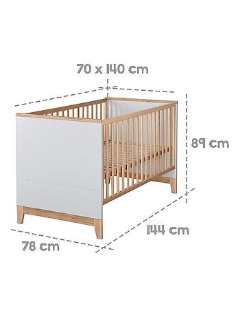ROBA Lettino evolutivo "Caro" 70×140 – altezza regolabile – grigio chiaro / decor legno