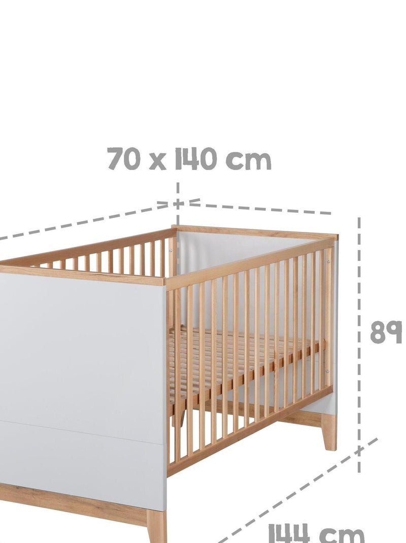 ROBA Lettino evolutivo "Caro" 70×140 – altezza regolabile – grigio chiaro / decor legno Grigio chiaro - Kiabi