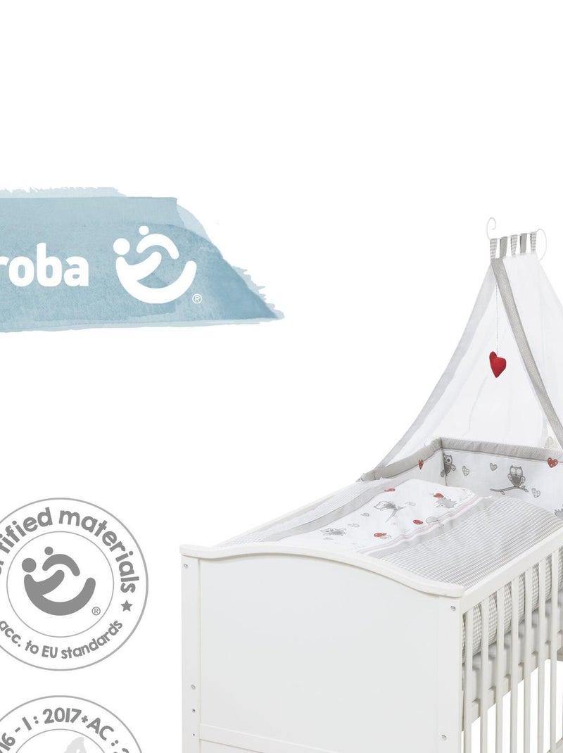 ROBA Lettino evolutivo completo "Adam & Eule" 70×140 + set completo Bianco - Kiabi