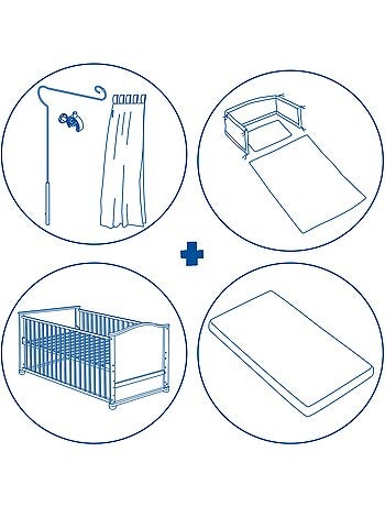 ROBA Lettino evolutivo completo "Fox & Bunny" 70×140 + set completo