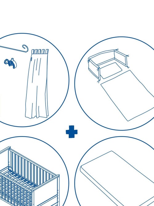 ROBA Lettino evolutivo completo "Jumbotwins" 70×140 + set completo - Kiabi