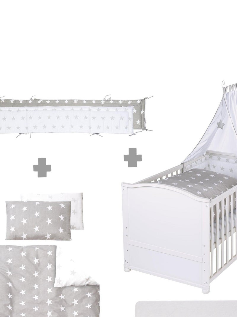 ROBA Lettino evolutivo completo "Little Stars" 70×140 + set completo Bianco - Kiabi