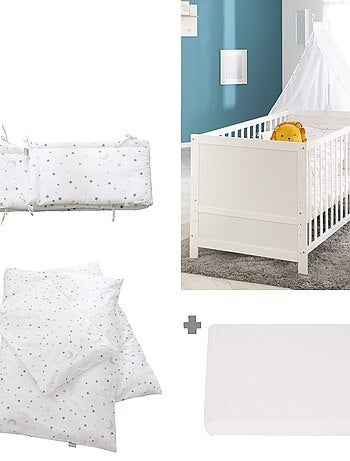ROBA Lettino evolutivo completo "Sternenzauber" bianco 70×140 + set completo