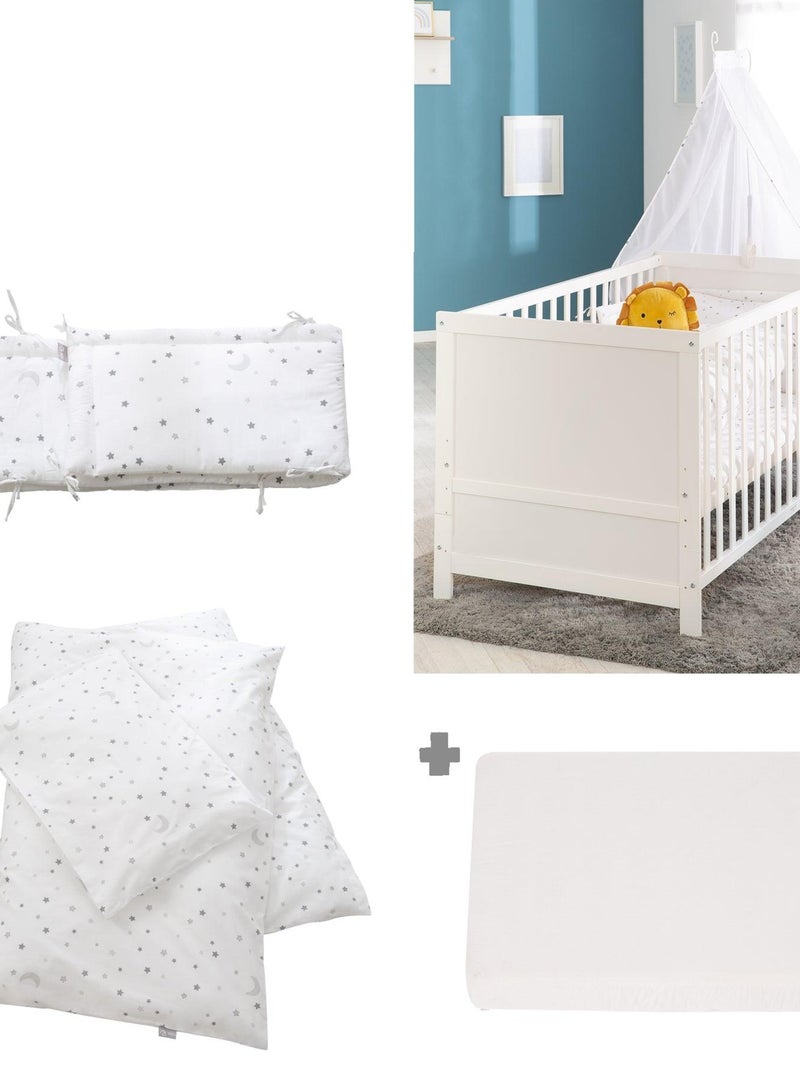 ROBA Lettino evolutivo completo "Sternenzauber" bianco 70×140 + set completo Bianco - Kiabi