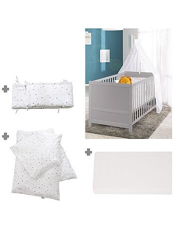 ROBA Lettino evolutivo completo "Sternenzauber" bianco 70×140 + set completo