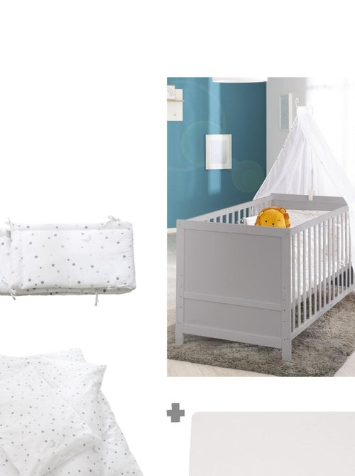 ROBA Lettino evolutivo completo "Sternenzauber" grigio 70×140 + set completo - Kiabi