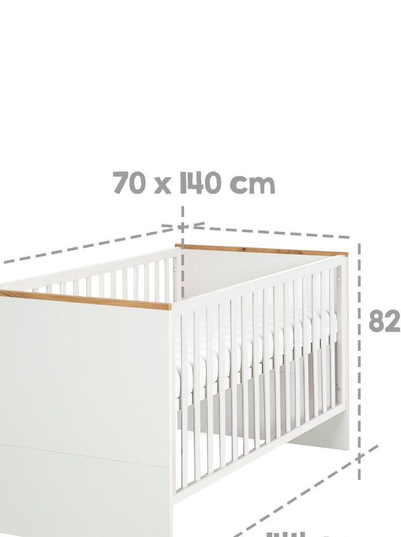ROBA Lettino evolutivo "Finn" 70×140 – altezza regolabile – da 0 a 7 anni – bianco / rovere dorato Bianco Bianco - Kiabi