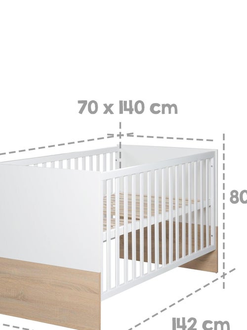 ROBA Lettino evolutivo Gabriella 70×140 – altezza regolabile – da 0 a 7 anni – bianco / decor legno - Kiabi