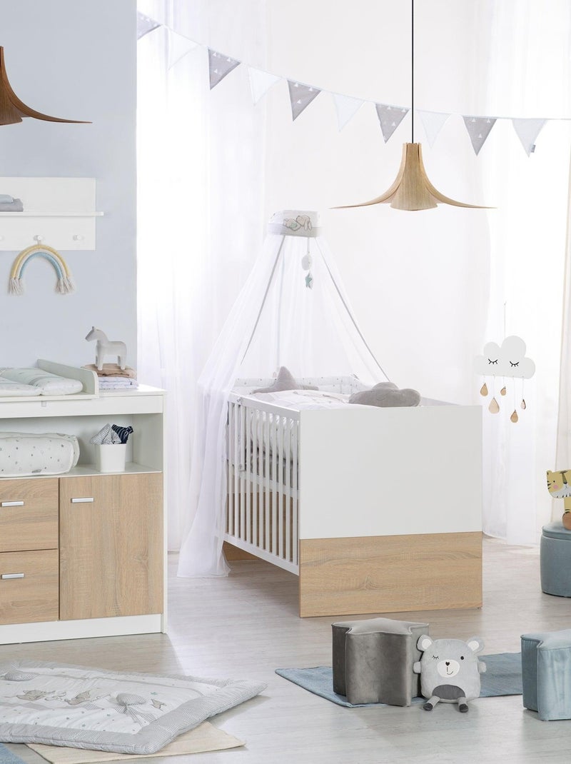 ROBA Lettino evolutivo Gabriella 70×140 – altezza regolabile – da 0 a 7 anni – bianco / decor legno Bianco Marrone - Kiabi