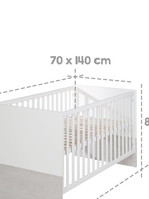 ROBA Lettino evolutivo Julia 70×140 – convertibile – altezza regolabile – bianco / rovere sbiancato - Kiabi