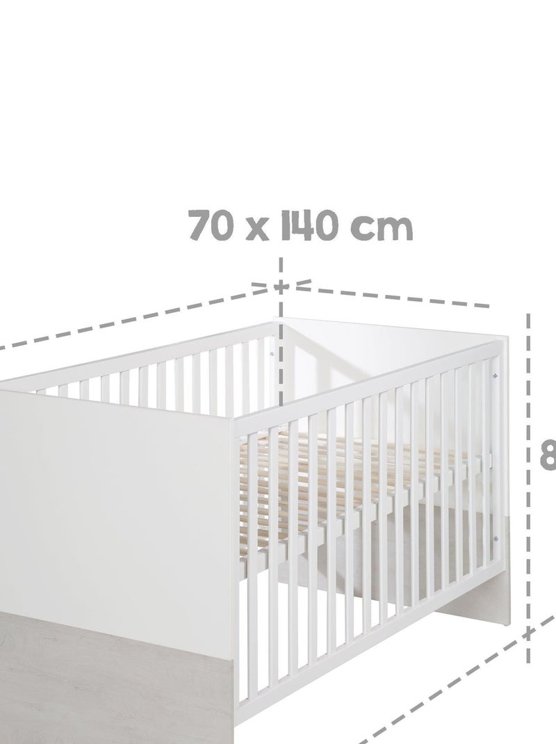 ROBA Lettino evolutivo Julia 70×140 – convertibile – altezza regolabile – bianco / rovere sbiancato Bianco - Kiabi