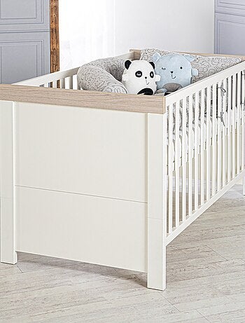 ROBA Lettino evolutivo "Lucy" 70×140 – altezza regolabile – da 0 a 7 anni – bianco / decor Luna Elm