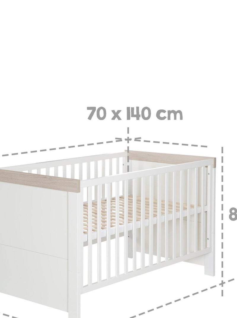 ROBA Lettino evolutivo "Lucy" 70×140 – altezza regolabile – da 0 a 7 anni – bianco / decor Luna Elm Bianco - Kiabi