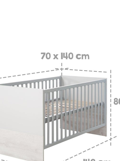 ROBA Lettino evolutivo “Maren 2” 70×140 – altezza regolabile – grigio chiaro/rovere sbiancato - Kiabi