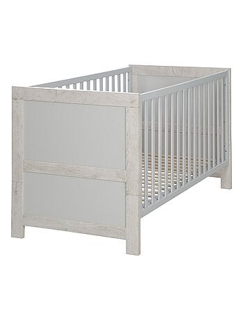 ROBA Lettino evolutivo "Mila" 70×140 – altezza regolabile – grigio chiaro / rovere sbiancato