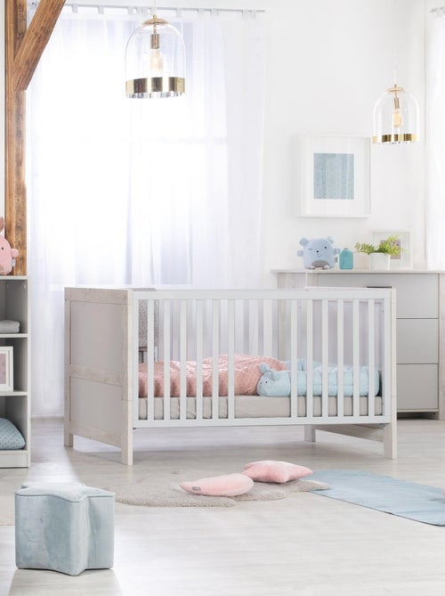 ROBA Lettino evolutivo "Mila" 70×140 – altezza regolabile – grigio chiaro / rovere sbiancato - Kiabi