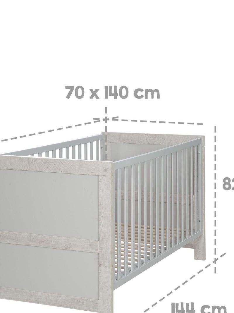 ROBA Lettino evolutivo "Mila" 70×140 – altezza regolabile – grigio chiaro / rovere sbiancato Grigio chiaro - Kiabi