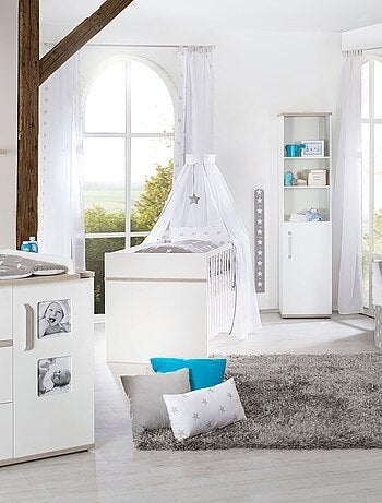 ROBA Lettino evolutivo "Moritz" 70×140 – convertibile – altezza regolabile – bianco / decor