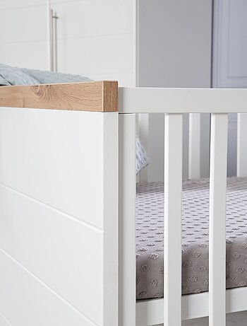 ROBA Lettino evolutivo "Nele" 70×140 – altezza regolabile – bianco / rovere artigianale