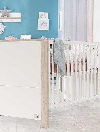ROBA Lettino evolutivo Olaf 70×140 – altezza regolabile – 3 sbarre removibili – bianco / decor legno