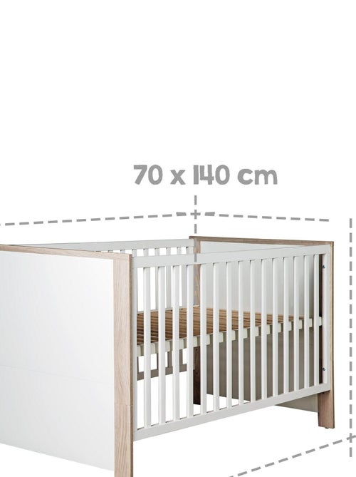 ROBA Lettino evolutivo Olaf 70×140 – altezza regolabile – 3 sbarre removibili – bianco / decor legno - Kiabi