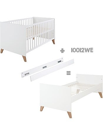 ROBA Lettino evolutivo Ole 70×140 cm – regolabile in altezza – bianco – piedi in rovere