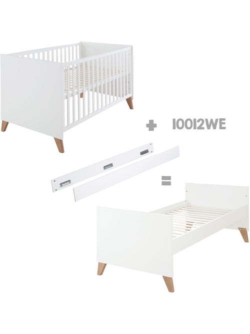 ROBA Lettino evolutivo Ole 70×140 cm – regolabile in altezza – bianco – piedi in rovere - Kiabi