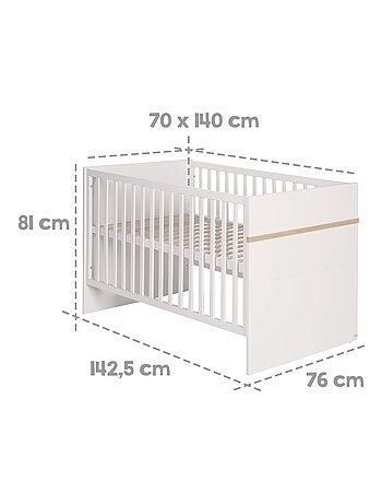 ROBA Lettino evolutivo "Pia" 70×140 – convertibile – altezza regolabile – bianco / decor "San Remo