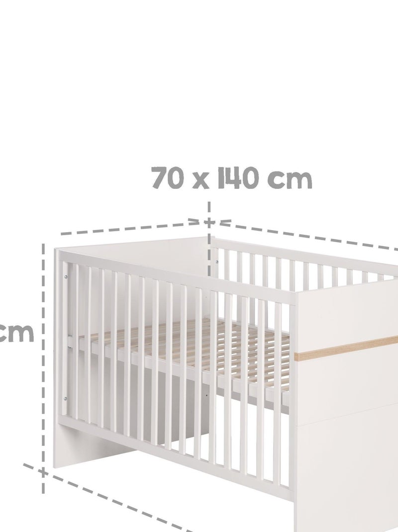 ROBA Lettino evolutivo "Pia" 70×140 – convertibile – altezza regolabile – bianco / decor "San Remo" Bianco - Kiabi