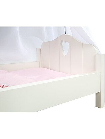 ROBA Lettino per bambole "Fienchen" in legno – incluso set tessile rosa – laccato bianco