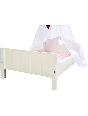 ROBA Lettino per bambole "Fienchen" in legno – incluso set tessile rosa – laccato bianco