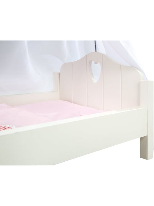ROBA Lettino per bambole "Fienchen" in legno – incluso set tessile rosa – laccato bianco - Kiabi