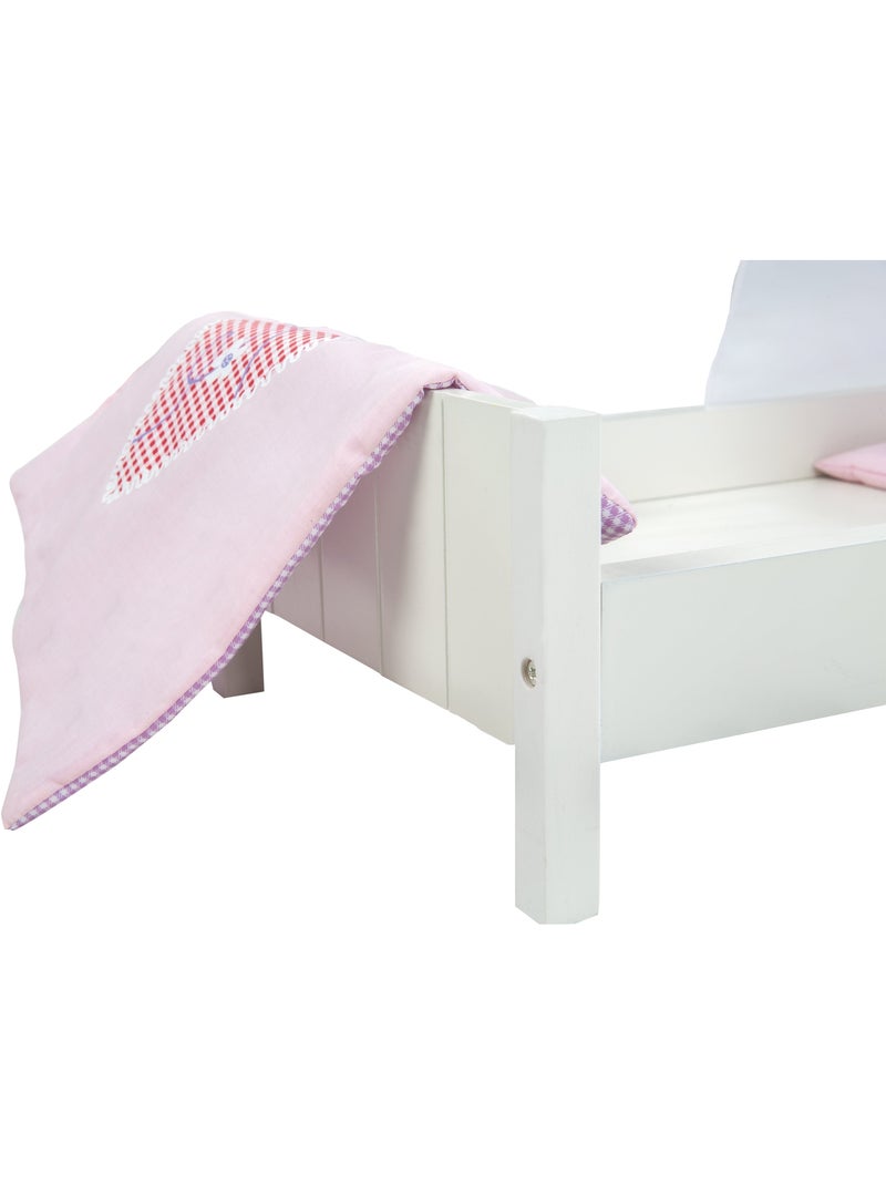 ROBA Lettino per bambole "Fienchen" in legno – incluso set tessile rosa – laccato bianco Bianco Rosa - Kiabi