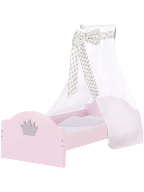 ROBA Lettino per bambole "Princess Sophie" in legno – incluso set tessile – rosa/grigio - Kiabi