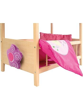 ROBA Letto a castello per bambole gemelle "Happy Fee" + set tessile – naturale/rosa