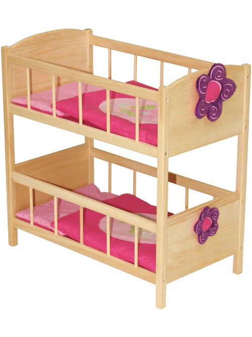 ROBA Letto a castello per bambole gemelle "Happy Fee" + set tessile – naturale/rosa - Kiabi