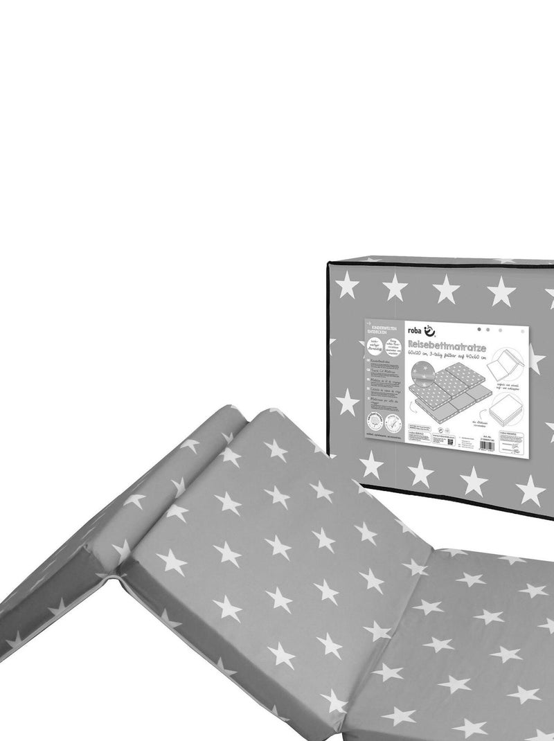 ROBA Materasso da viaggio Little Stars 60×120 pieghevole + borsa Grigio bianco - Kiabi