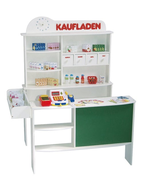 ROBA Negozietto in legno + cassa registratrice e accessori – con orologio e lavagna integrati - Kiabi