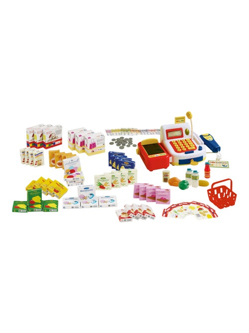 ROBA Negozietto in legno + cassa registratrice e accessori – con orologio e lavagna integrati - Kiabi