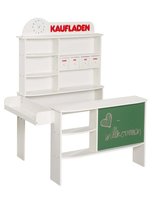 ROBA Negozietto in legno + cassa registratrice e accessori – con orologio e lavagna integrati - Kiabi