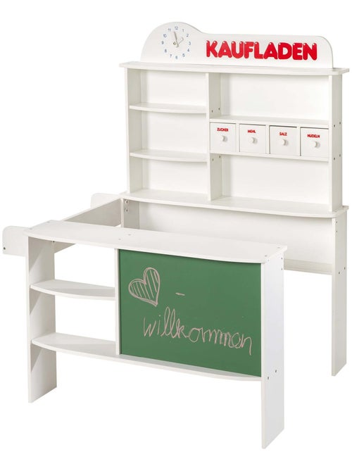 ROBA Negozietto in legno + cassa registratrice e accessori – con orologio e lavagna integrati - Kiabi
