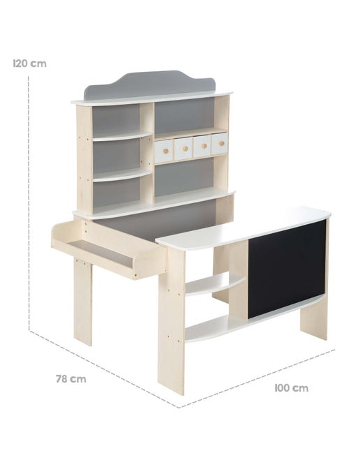 ROBA Negozietto in legno con 4 cassetti – ripiani e lavagna nera - Kiabi