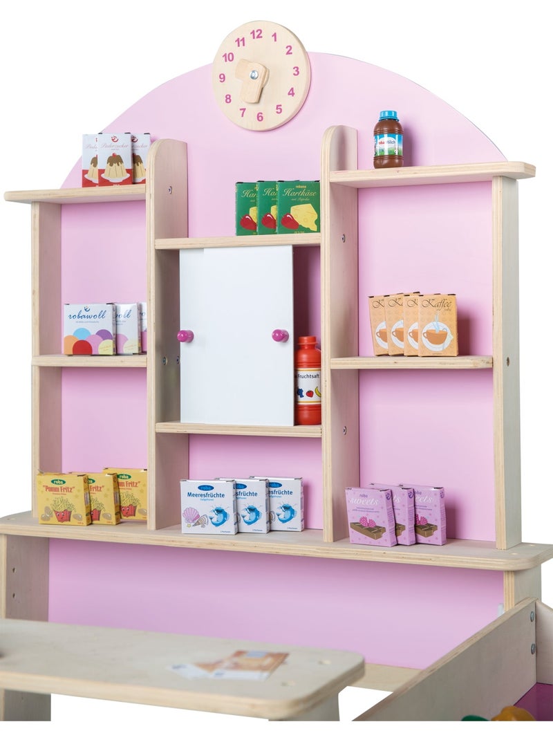 ROBA Negozietto in legno con orologio + cassa registratrice con microfono e accessori Beige/Rosa - Kiabi